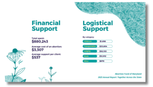 Snapshot from 2025 Annual Report with data about financial and practical support